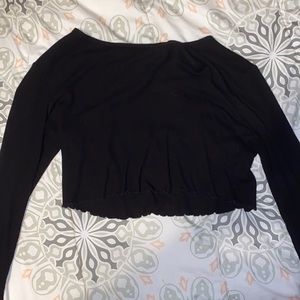 black corduroy cropped t shirt